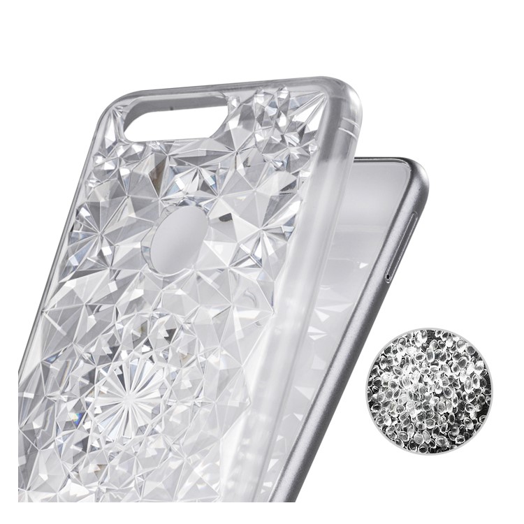 SULADA Luxury Crystal Sparkle 3D Diamond-shaped Design Flexible TPU Protective Case for Huawei Honor 8 - White-3