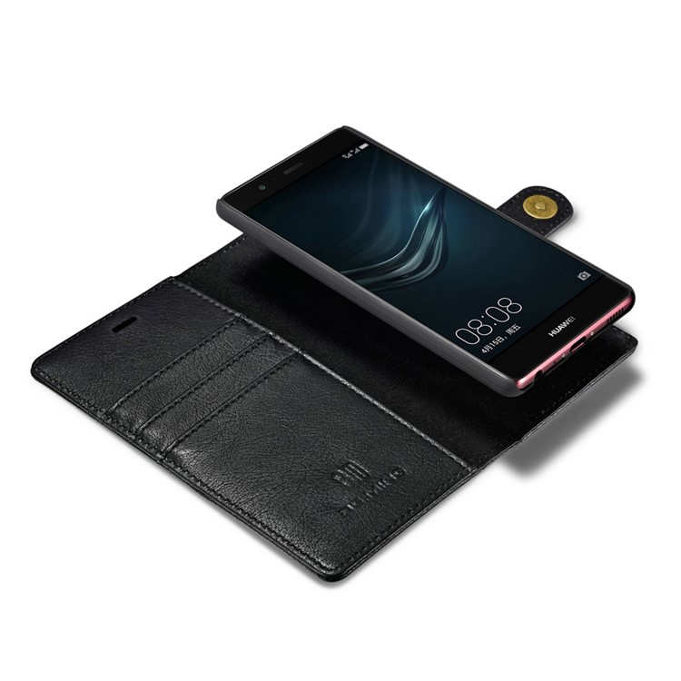 DG.MING 2 in 1 Split Leather Wallet + Removable PC Case for Huawei P9 - Black-10