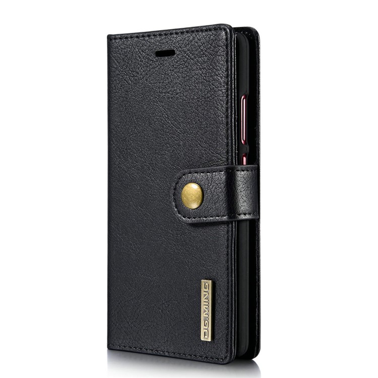 DG.MING 2 in 1 Split Leather Wallet + Removable PC Case for Huawei P9 - Black-2
