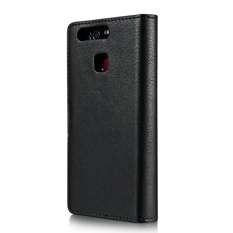 DG.MING 2 in 1 Split Leather Wallet + Removable PC Case for Huawei P9 - Black-3