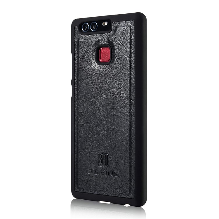 DG.MING 2 in 1 Split Leather Wallet + Removable PC Case for Huawei P9 - Black-4