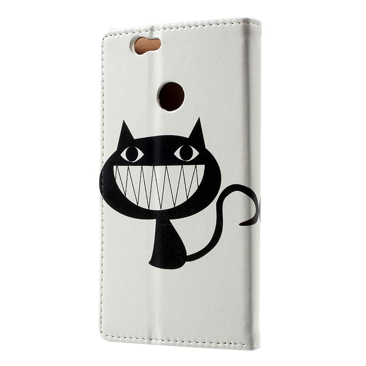 Patterned Folio Leather Wallet Case for Huawei Nova with Stand - Big Mouth Cat-2