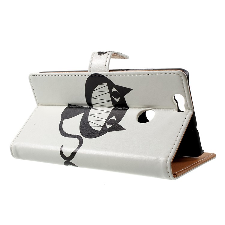 Patterned Folio Leather Wallet Case for Huawei Nova with Stand - Big Mouth Cat-3