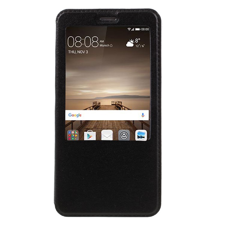 View Window Flip Leather Phone Case for Huawei Mate 9 - Black-3