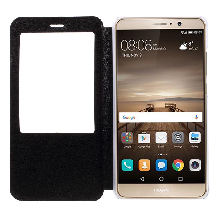 View Window Flip Leather Phone Case for Huawei Mate 9 - Black-6