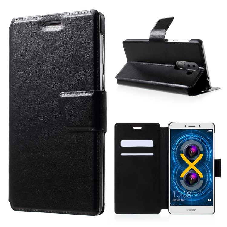 Crazy Horse Leather Card Slots Phone Case for Huawei Honor 6x (2016) / Mate 9 Lite - Black-1
