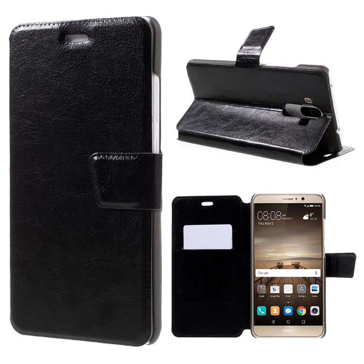 Crazy Horse Leather Card Slots Phone Case for Huawei Mate 9 - Black-1