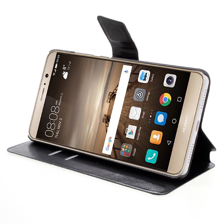 Crazy Horse Leather Card Slots Phone Case for Huawei Mate 9 - Black-4
