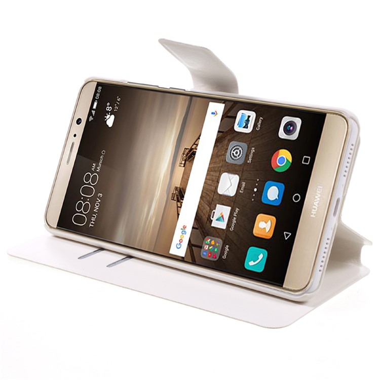 Card Slots Leather Cell Phone Case for Huawei Mate 9 - White-4