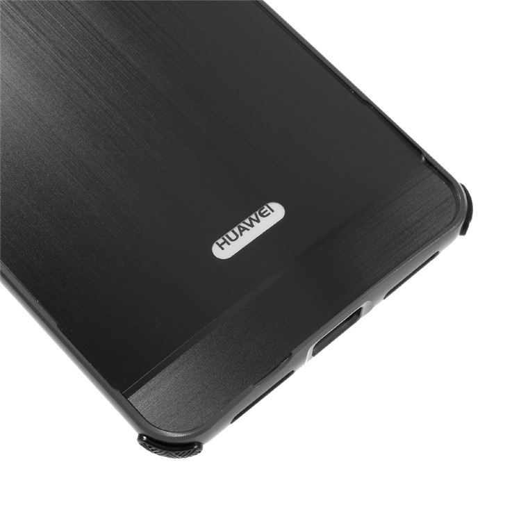 Brushed Plastic + Aluminum Alloy Plated Mobile Back Case for Huawei Mate 9 - Black-4