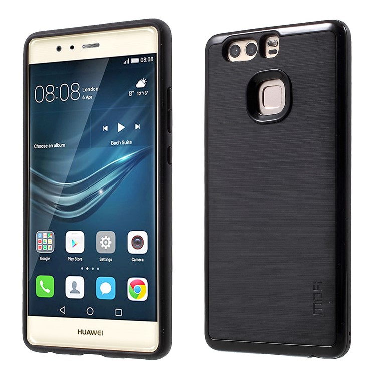 MOFI Brushed TPU + PC Rim Hybrid Phone Casing for Huawei P9 - Black-1