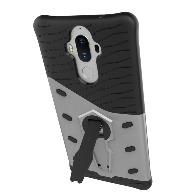 Heavy Duty Rugged Rotary Kickstand Hybrid Cell Phone Case (TPU + PC) for Huawei Mate 9 - Silver-4
