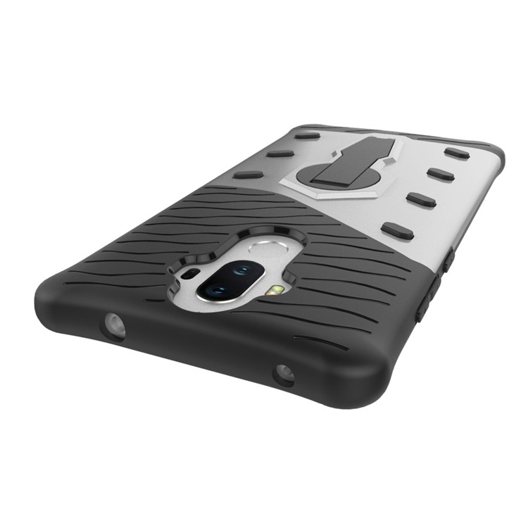 Heavy Duty Rugged Rotary Kickstand Hybrid Cell Phone Case (TPU + PC) for Huawei Mate 9 - Silver-7