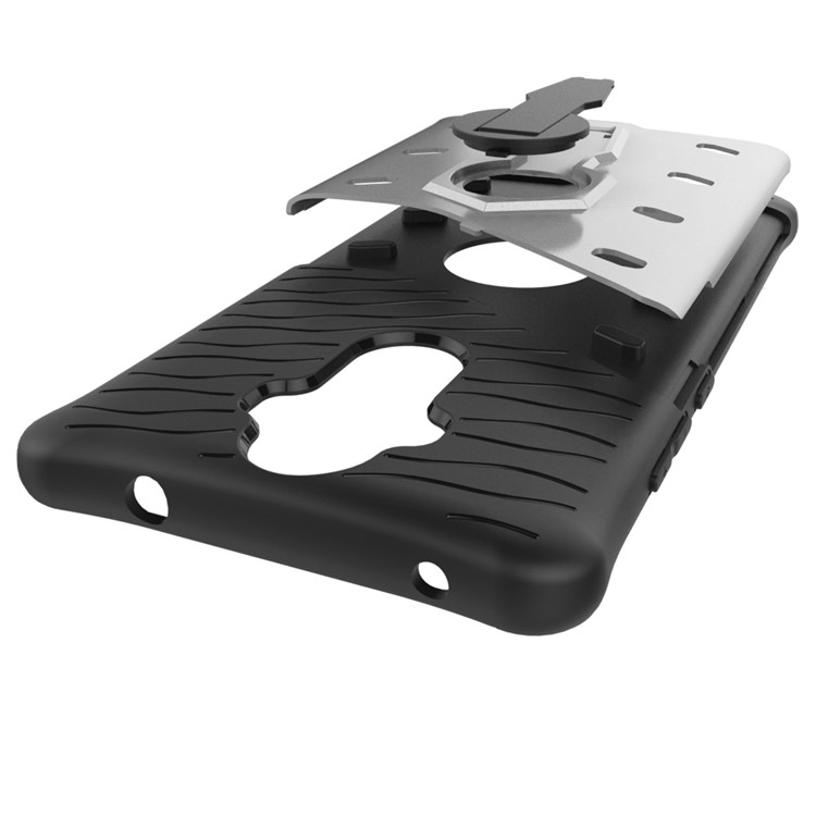 Heavy Duty Rugged Rotary Kickstand Hybrid Cell Phone Case (TPU + PC) for Huawei Mate 9 - Silver-8