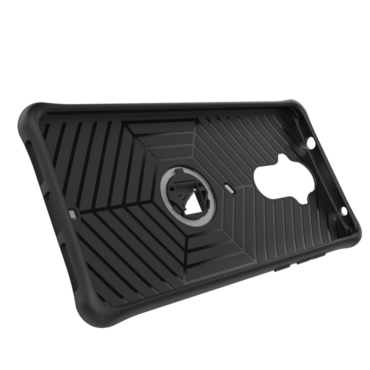 Heavy Duty Rugged Rotary Kickstand Hybrid Cell Phone Case (TPU + PC) for Huawei Mate 9 - Silver-9