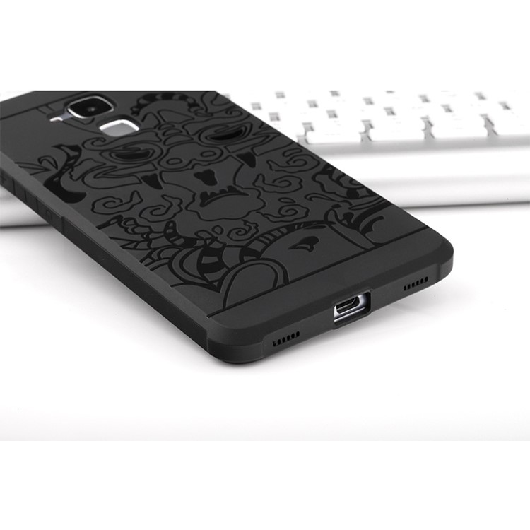 Imprinted Auspicious Dragon Drop-proof TPU Phone Casing for Huawei Honor 5c/GT3/Honor 7 Lite - Black-5