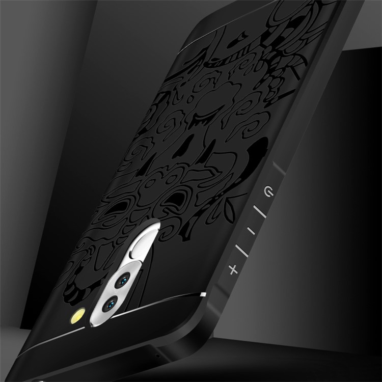 Imprinted Auspicious Dragon Drop-proof TPU Case for Huawei Honor 6x 2016 - Black-4