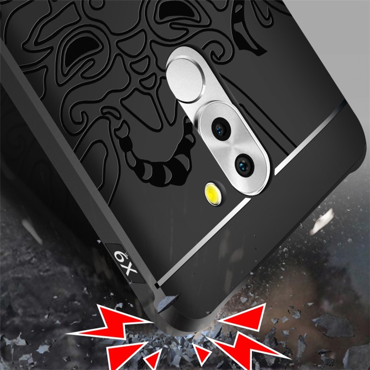 Imprinted Auspicious Dragon Drop-proof TPU Case for Huawei Honor 6x 2016 - Black-5