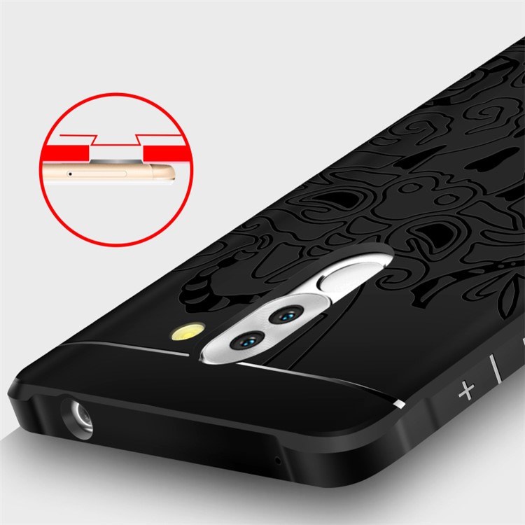 Imprinted Auspicious Dragon Drop-proof TPU Case for Huawei Honor 6x 2016 - Black-8