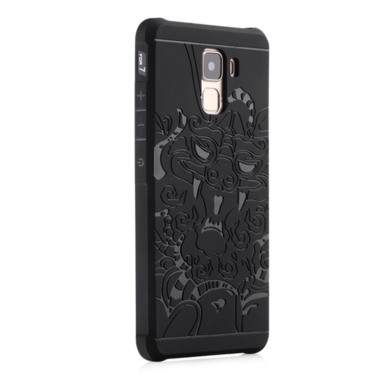 Auspicious Dragon Pattern Drop-proof Imprint TPU Case for Huawei Honor 7 / 7 Premium - Black-1