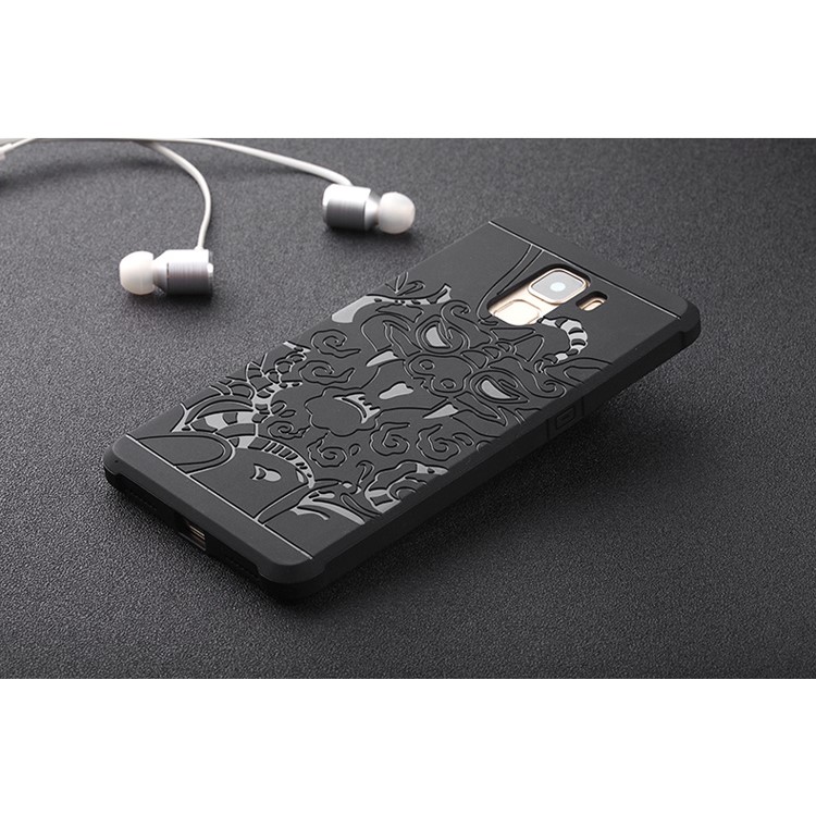 Auspicious Dragon Pattern Drop-proof Imprint TPU Case for Huawei Honor 7 / 7 Premium - Black-6