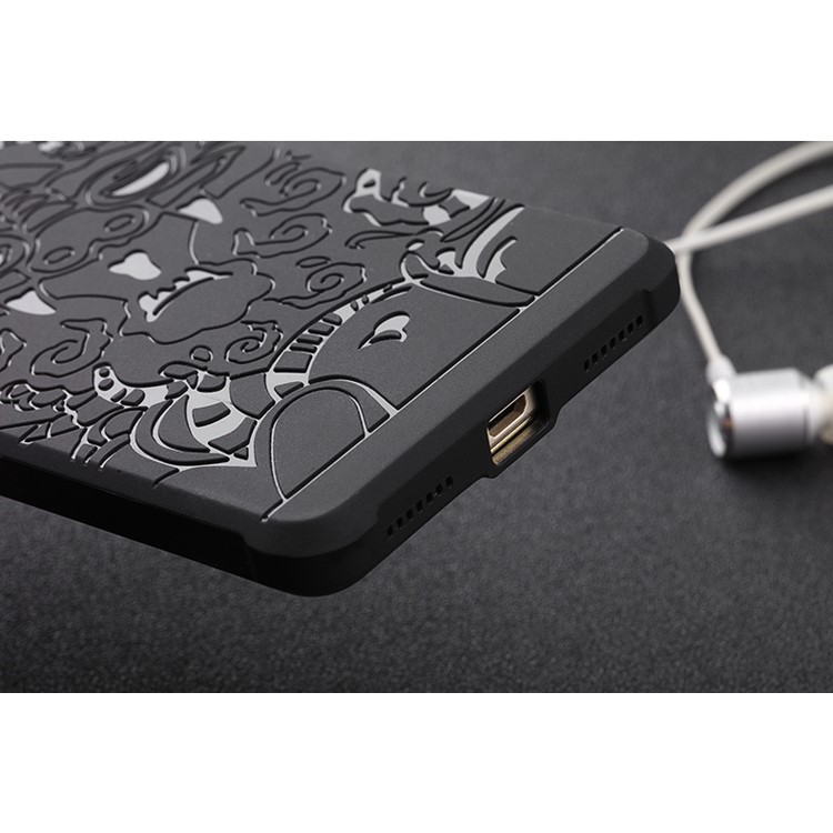 Auspicious Dragon Pattern Drop-proof Imprint TPU Case for Huawei Honor 7 / 7 Premium - Black-8