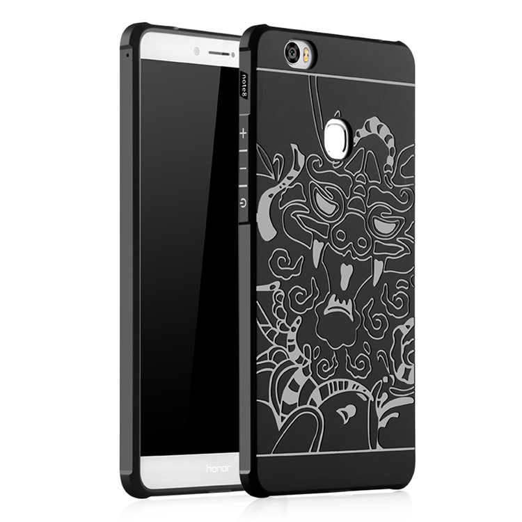 Auspicious Dragon Pattern Drop-proof Imprint TPU Protective Case for Huawei Honor Note 8 - Black-1