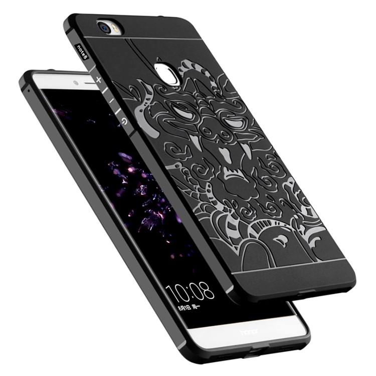 Auspicious Dragon Pattern Drop-proof Imprint TPU Protective Case for Huawei Honor Note 8 - Black-2