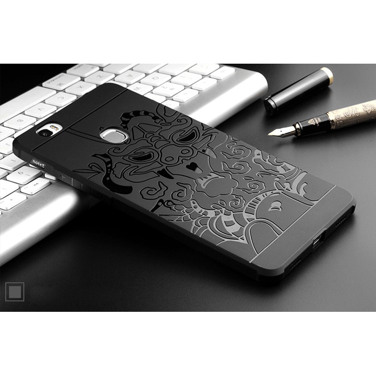 Auspicious Dragon Pattern Drop-proof Imprint TPU Protective Case for Huawei Honor Note 8 - Black-4