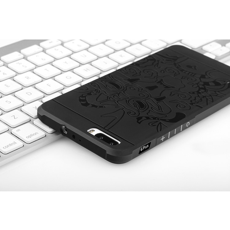 Auspicious Dragon Pattern Drop-proof Imprint TPU Soft Case for Huawei Honor 6 Plus / 6X - Black-4