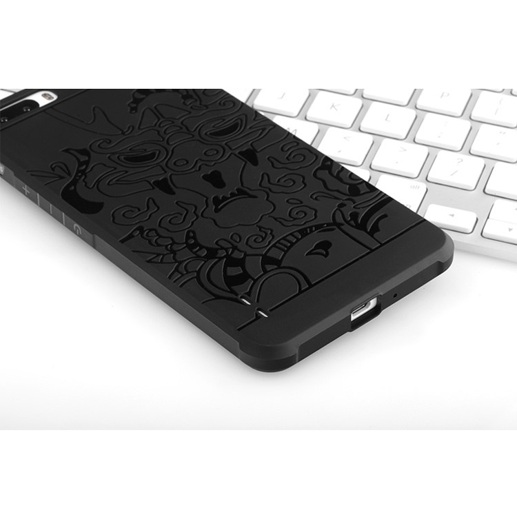 Auspicious Dragon Pattern Drop-proof Imprint TPU Soft Case for Huawei Honor 6 Plus / 6X - Black-5