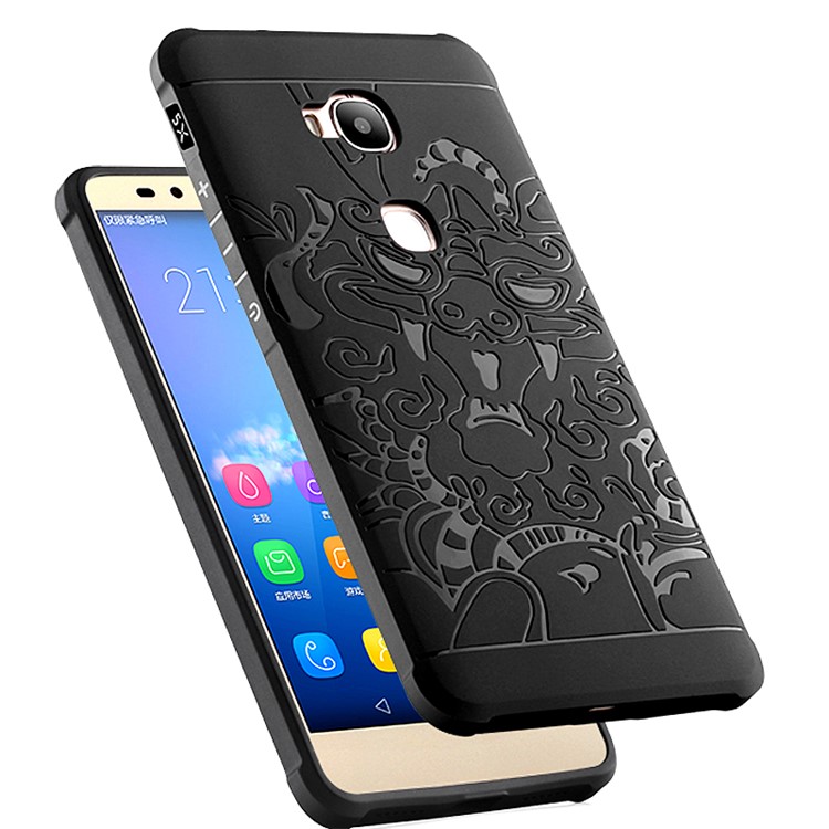 Auspicious Dragon Pattern Drop-proof Imprint TPU Case for Huawei Honor 5X/Honor Play 5X - Black-2