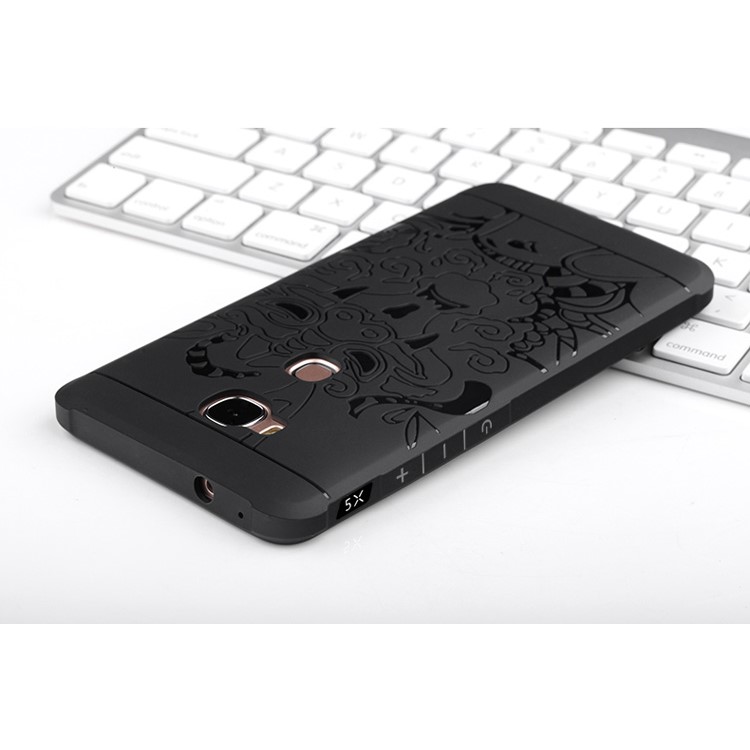 Auspicious Dragon Pattern Drop-proof Imprint TPU Case for Huawei Honor 5X/Honor Play 5X - Black-3