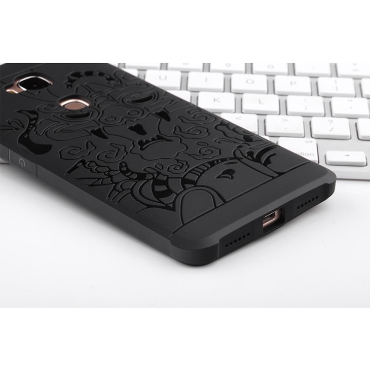 Auspicious Dragon Pattern Drop-proof Imprint TPU Case for Huawei Honor 5X/Honor Play 5X - Black-4