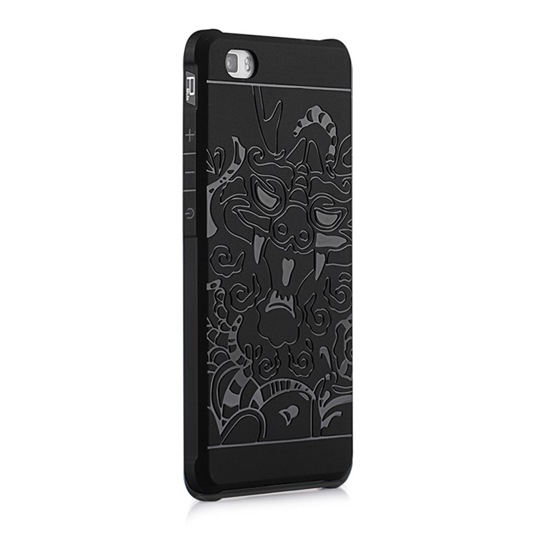 Chinese Dragon Imprinted Drop-proof TPU Mobile Cover for Huawei P8 Lite - Black-1