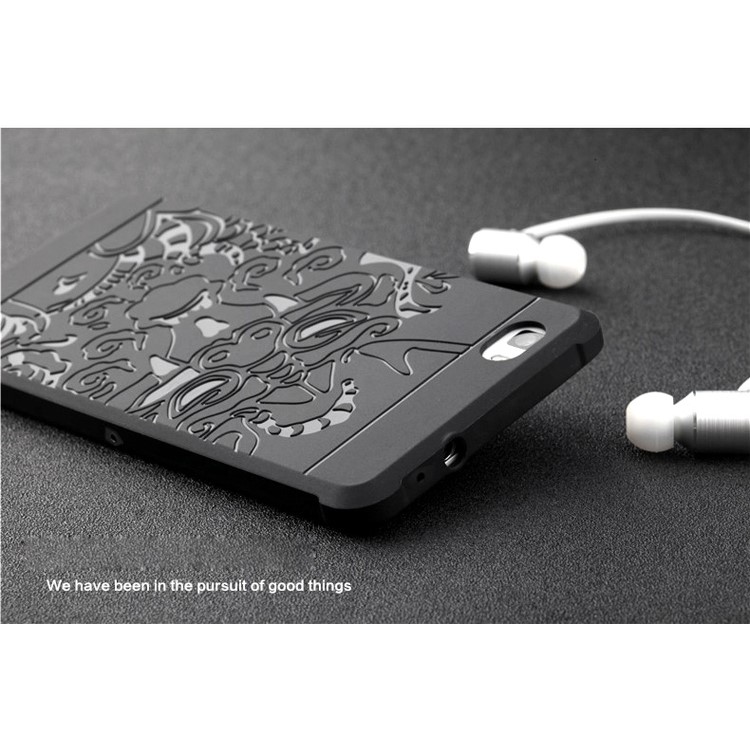 Imprinted Auspicious Dragon Drop-proof TPU Mobile Case for Huawei Ascend P8 - Black-6