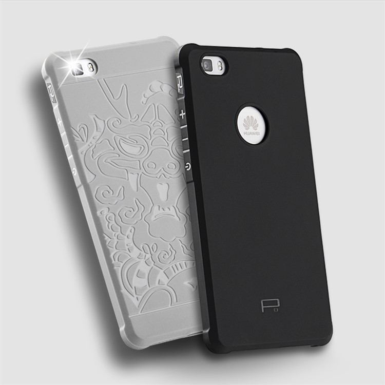 Imprinted Auspicious Dragon Drop-proof TPU Mobile Case for Huawei Ascend P8 - Black-9