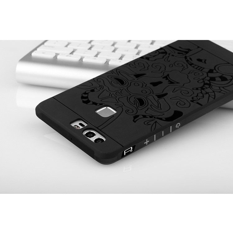Auspicious Dragon Pattern Drop-proof Imprint TPU Case for Huawei P9 - Black-5