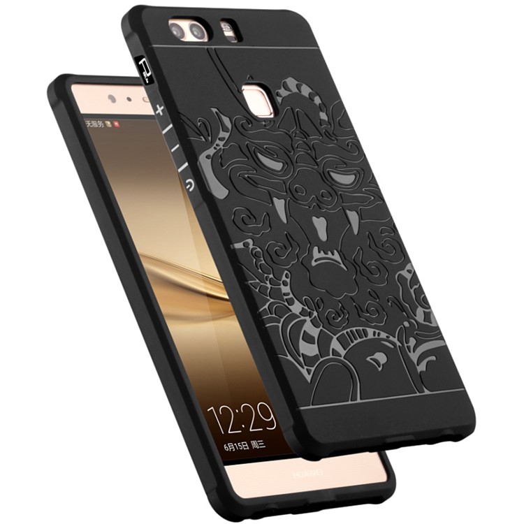Chinese Dragon Imprinted Drop-proof TPU Mobile Cover for Huawei P9 Plus - Black-2