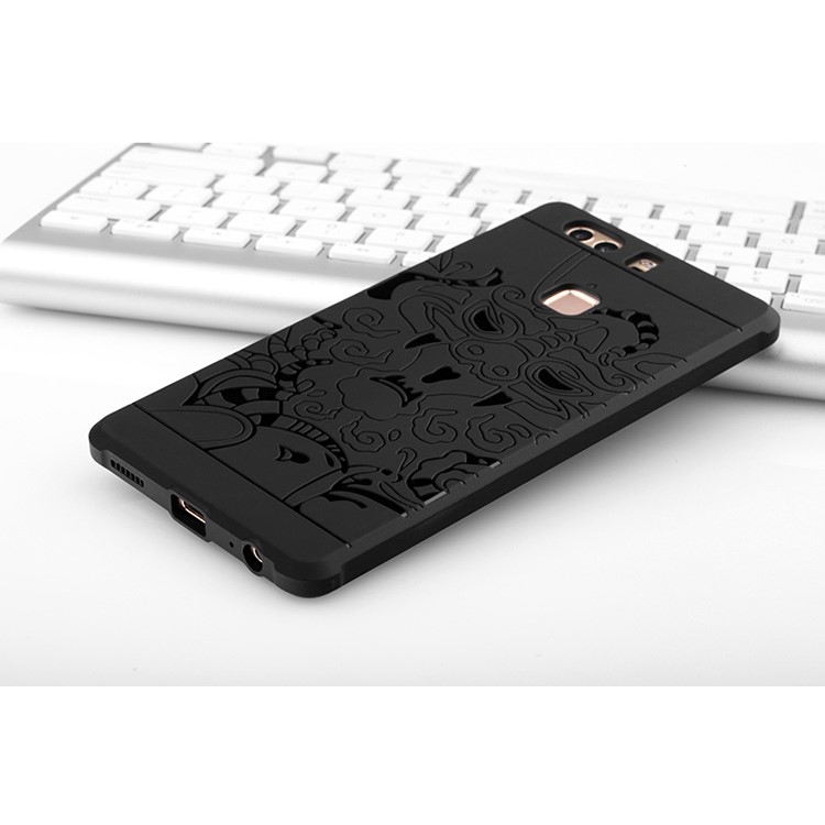 Chinese Dragon Imprinted Drop-proof TPU Mobile Cover for Huawei P9 Plus - Black-3