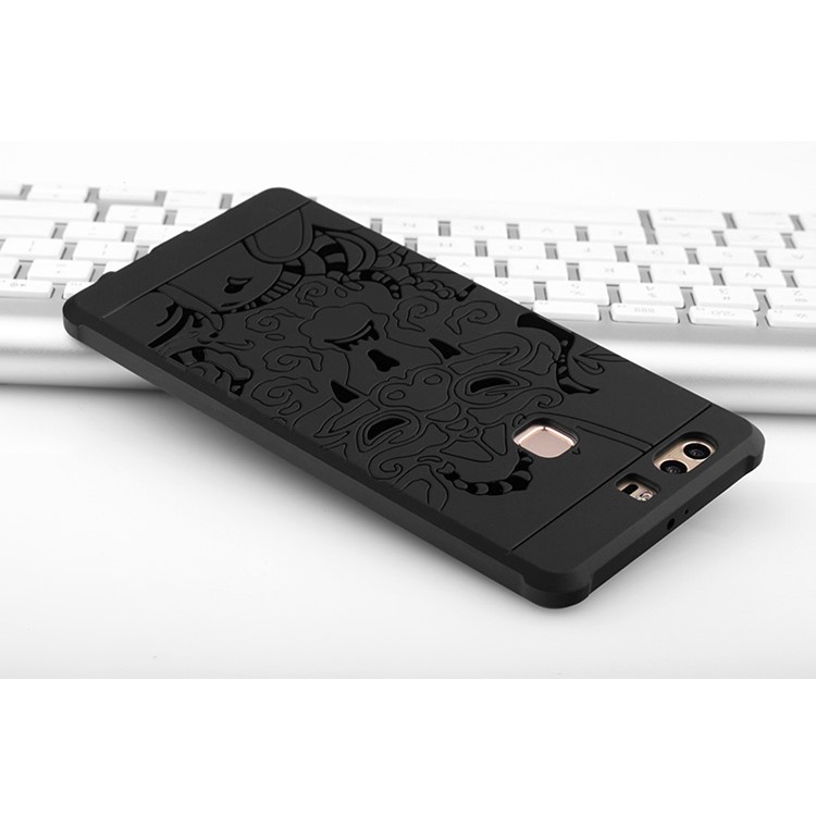 Chinese Dragon Imprinted Drop-proof TPU Mobile Cover for Huawei P9 Plus - Black-4