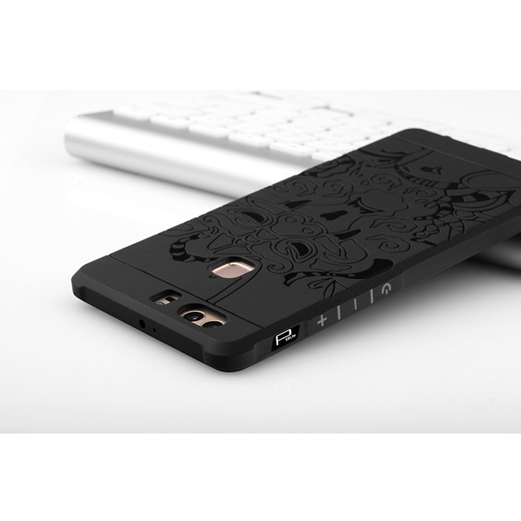 Chinese Dragon Imprinted Drop-proof TPU Mobile Cover for Huawei P9 Plus - Black-5