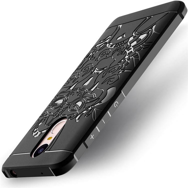 Imprinted Auspicious Dragon Drop-proof TPU Mobile Case for Huawei Enjoy 6 - Black-2