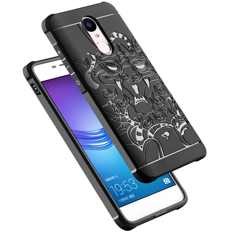 Imprinted Auspicious Dragon Drop-proof TPU Mobile Case for Huawei Enjoy 6 - Black-3