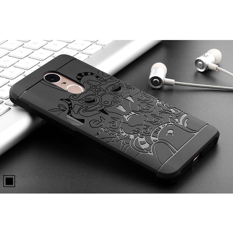 Imprinted Auspicious Dragon Drop-proof TPU Mobile Case for Huawei Enjoy 6 - Black-4