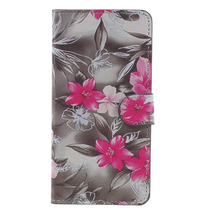 Patterned Wallet Cell Phone Case Flip Leather for Huawei Mate 9 - Red Blooming Flowers-6