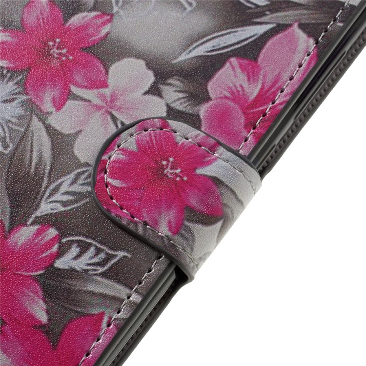 Patterned Wallet Cell Phone Case Flip Leather for Huawei Mate 9 - Red Blooming Flowers-9