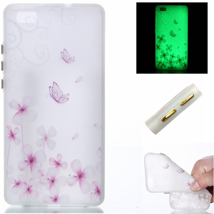 Luminous Glow TPU Case for Huawei P8 Lite - Flowers and Butterfly-1