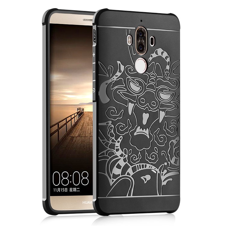 Auspicious Dragon Pattern Drop-proof Imprint TPU Scratch Resist Protective Case for Huawei Mate 9 - Black-1