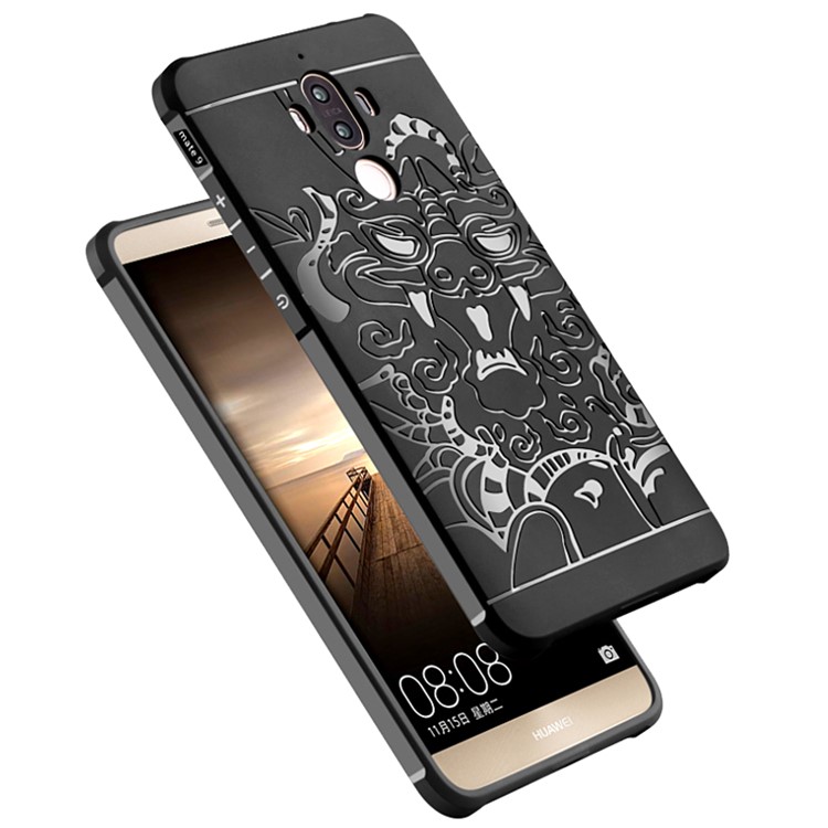Auspicious Dragon Pattern Drop-proof Imprint TPU Scratch Resist Protective Case for Huawei Mate 9 - Black-3